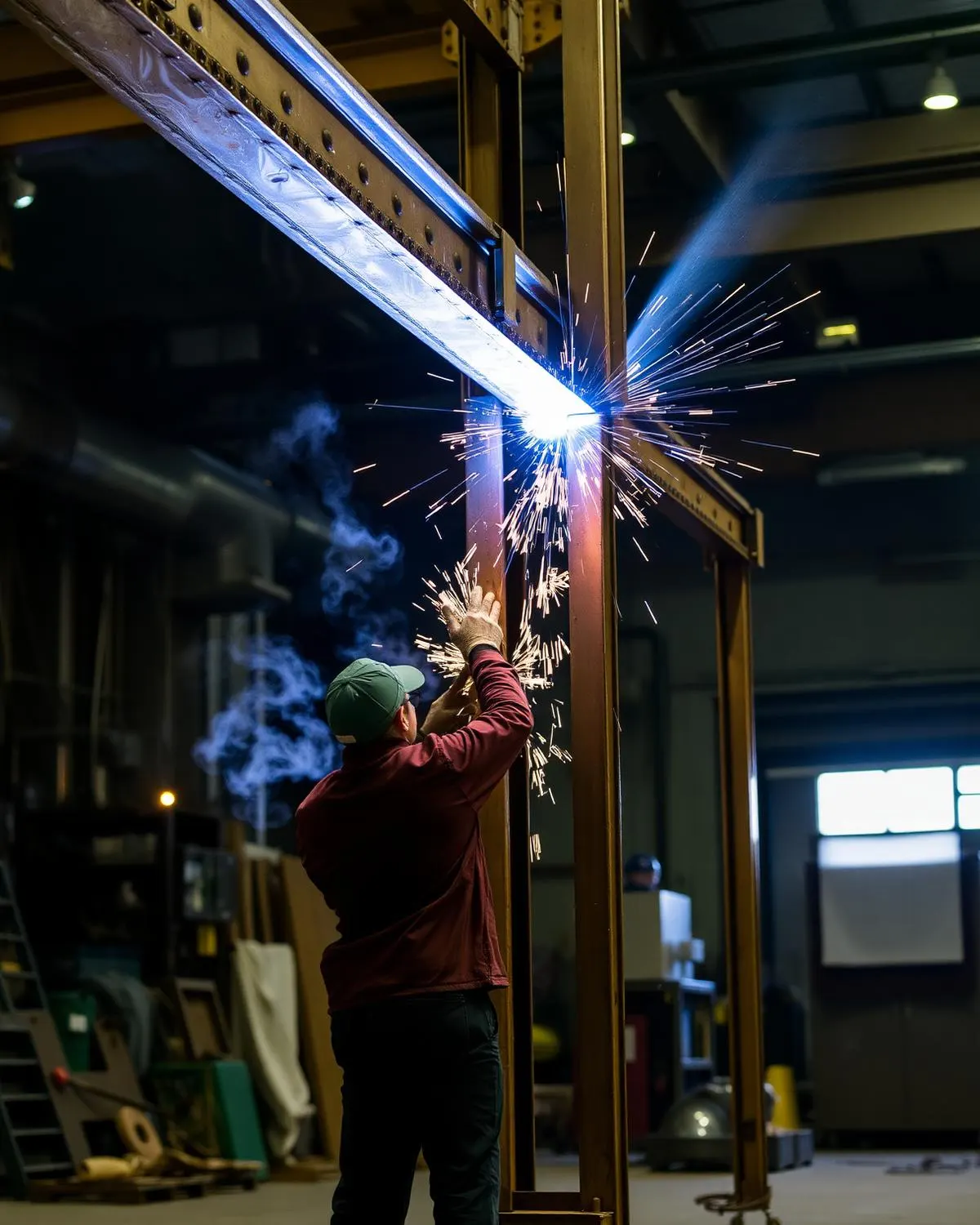 Steel car frame assembly work related to lift mechanical repairs